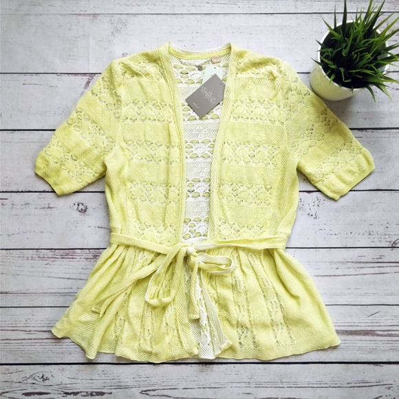 NWT ANTHRO Knitted & Knotted Lace Stitch Cardigan - Picture 2 of 6